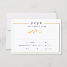 シンプル金ゴールド離れトレンディースタイリッシュフレ結婚ーム 出欠カード