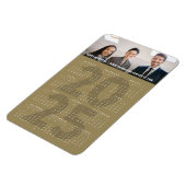 シンプル金ゴールド2025カレンダーミニマルな休日の写真 マグネット (左側)