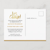 シンプル金ゴールド4モダン写真丁合卒業 インビテーションポストカード (裏面)