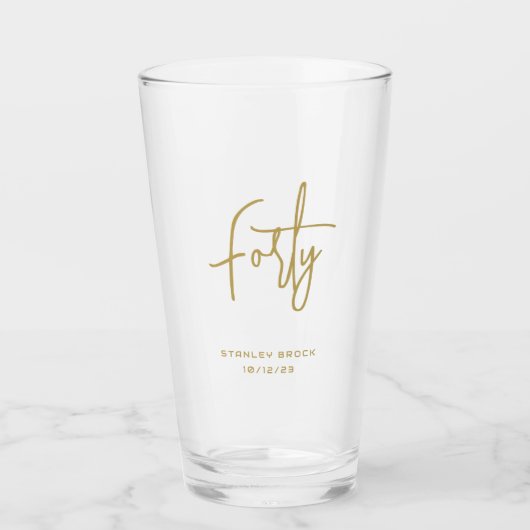 シンプル金ゴールド40歳の誕生日 タンブラーグラス (正面)