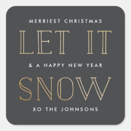 シンプル金ゴールド+ブラッククリスマスシール スクエアシール