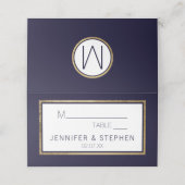 ·シンプル金ゴールド·ライニング·ネービー·ブルー結婚ズ プレイスカード (外部開封)