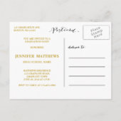 シンプル金ゴールド | 卒業パーティー招待状 インビテーションポストカード (裏面)