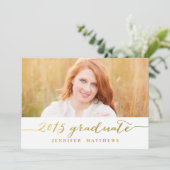 シンプル金ゴールド | 卒業パーティー招待状 招待状 (スタンド正面)