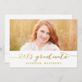 シンプル金ゴールド | 卒業パーティー招待状 招待状 (正面/裏面)