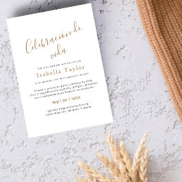 シンプル金ゴールド | Celbracion de Vidaのスペインの葬儀 招待状