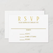 シンプル金ゴールド- RSVP招待状 招待状 (正面/裏面)