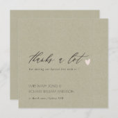 シンプル金ゴールドKRAFTハートスクリプ結婚トありがとう サンキューカード (正面/裏面)