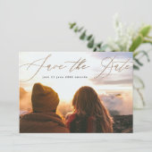 シンプル金モダン箔の書結婚跡 セーブザデート (スタンド正面)