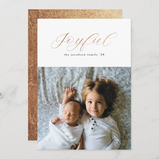 シンプル金箔の金箔の喜びの文字 シーズンカード (正面/裏面)