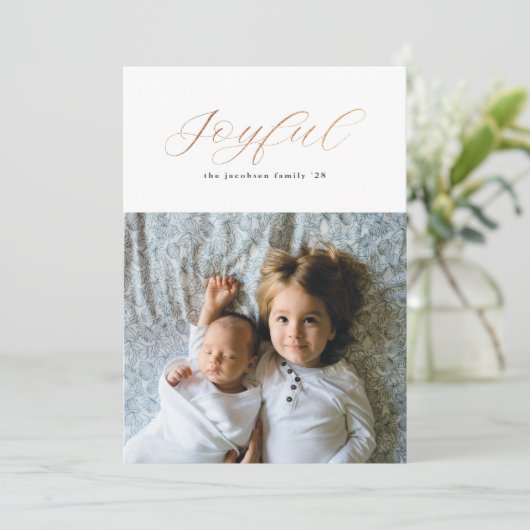 シンプル金箔の金箔の喜びの文字 シーズンカード (スタンド正面)