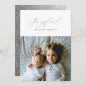 シンプル金箔の銀箔の喜びスクリプト シーズンカード (正面/裏面)