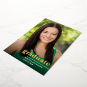 シンプル金箔タイポグラフィ写真卒業パーティー 箔招待状 (回転した状態)