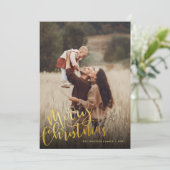 シンプル金箔台本メリークリスマス2写真 シーズンカード (スタンド正面)