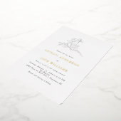 シンプル鉛筆結婚金ゴールド 箔招待状 (回転した状態)