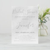 シンプル銀きらめく絵を描ブライダルシャワー 招待状 (スタンド正面)