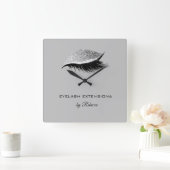 シンプル銀まつげグリッタースパークル美しいサロン スクエア壁時計 (ホーム)