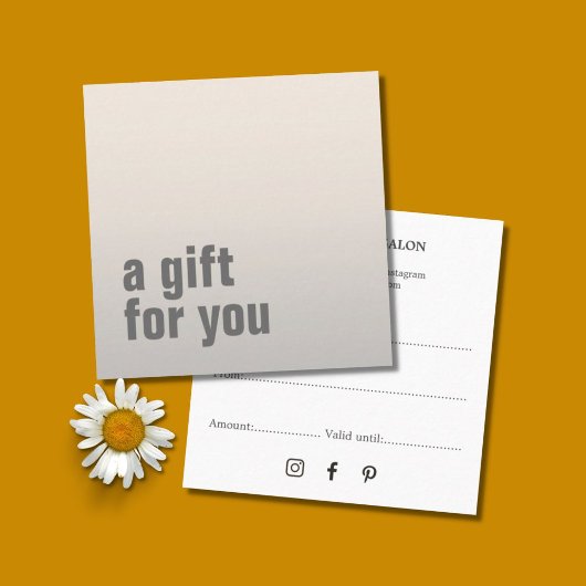 シンプル銀エレガントフェイク美しいサロンギフトカード スクエア名刺