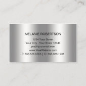 シンプル銀エレガント銀Script Monogram 名刺 (裏面)