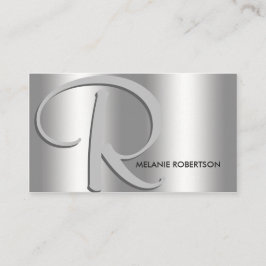 シンプル銀エレガント銀Script Monogram 名刺