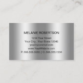 シンプル銀エレガント銀Script Monogram 名刺 (裏面)