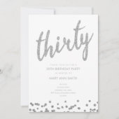 シンプル銀グリッター30歳パーティー 招待状 (正面)
