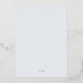 シンプル銀フローラエレガントオンブルー結婚ホワイト 箔招待状 (裏面)