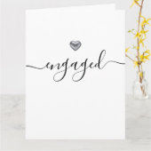シンプル銀モダンハート白婚約した カード (黄色い花)