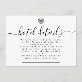 シンプル銀モダンハート結婚文房具 エンクロージャーカード