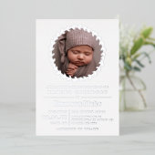 シンプル銀リースベビーの写真命名式 箔招待状 (立ち正面)