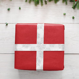 シンプル銀冬エレガント雪片パターン サテンリボン