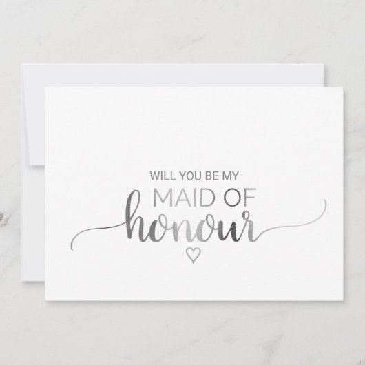 シンプル銀書道メイド・オブ・オーナー(花嫁付き添い人)案 招待状 (正面)