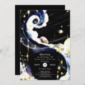 シンプル銀河系宇宙誕生日 招待状 (正面/裏面)
