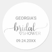 シンプル銀箔の書道ブライダルシャワーの恩恵 ラウンドシール (正面)