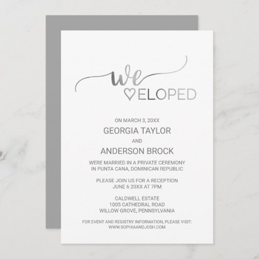 シンプル銀箔の書道落成披露宴 招待状 (正面/裏面)