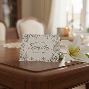 シンプル銀箔フローラ悔やみや弔慰 カード