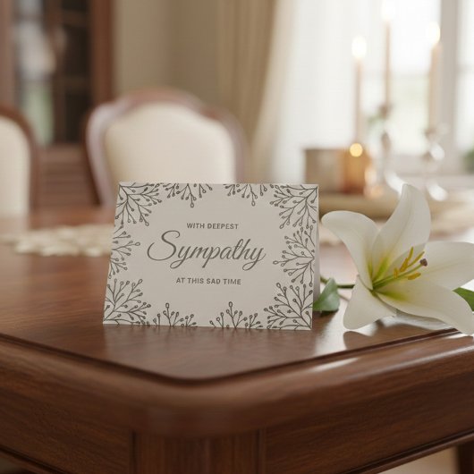 シンプル銀箔フローラ悔やみや弔慰 カード