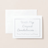 シンプル銀箔悔やみや弔慰カード 箔カード (封筒付き正面)