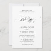 シンプル銀箔結婚書道 招待状 (正面)