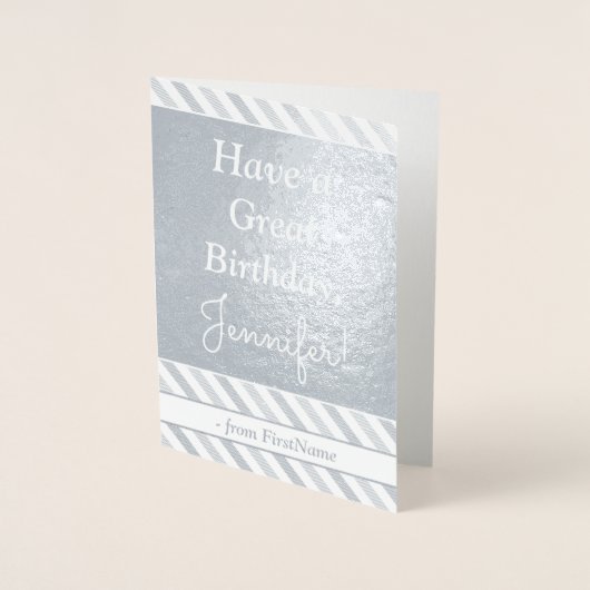 シンプル銀箔「誕生日を持つ」カー素晴らしド 箔カード (正面)
