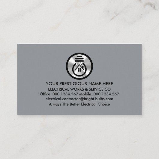 シンプル銀電気アイコン電気 名刺 (裏面)