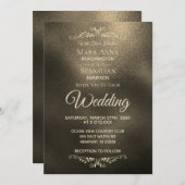 *~*シンプル銅エレガント金ゴールド結婚虹色 招待状 (正面/裏面)