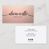 シンプル銅バラ金ゴールド書跡スクリプト美しい 名刺 (正面/裏面)