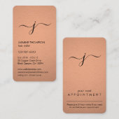 シンプル銅モノグラムの箔縦 予約カード (正面/裏面)