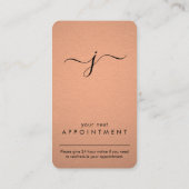 シンプル銅モノグラムの箔縦 予約カード (裏面)