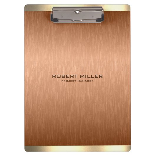 シンプル銅茶色と金ゴールドメタリック クリップボード (正面)