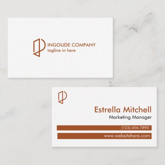 シンプル銅茶色モダン白プロフェッショナル 名刺 (正面/裏面)