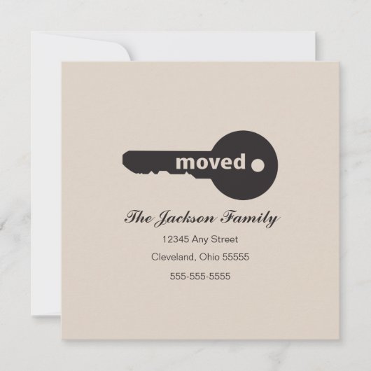 シンプル鍵の移動告知 案内状 (正面)