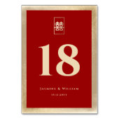 シンプル長方形ダブル西金中国の金結婚の テーブルナンバー (正面)