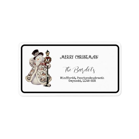 シンプル雪だるまランプ柱 ラベル (正面)